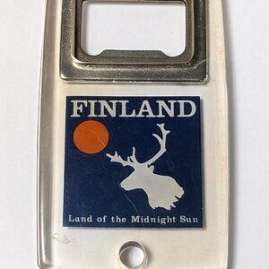 FINLAND BOTTLE CAP OPENER MOOSE THEME BREWERIANA MIDNIGHT SUN VINTAGE RETRO